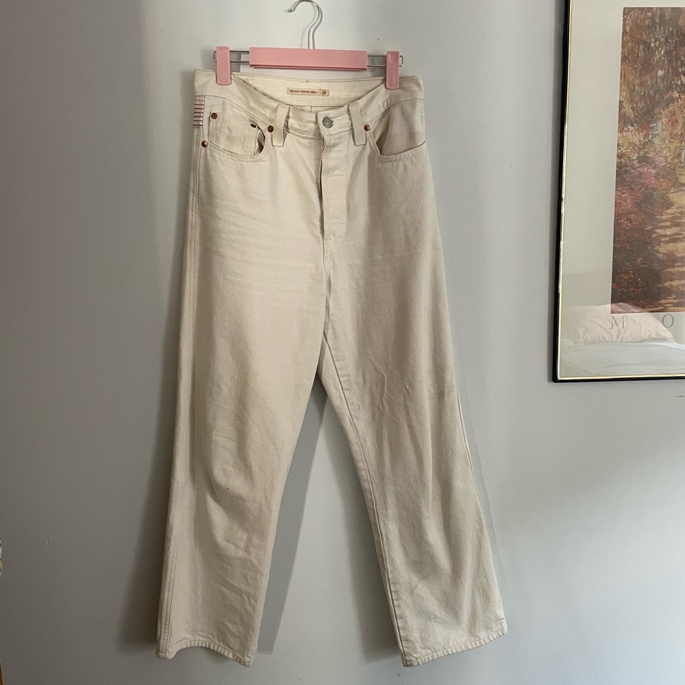 Levi's rib cage cream jeans